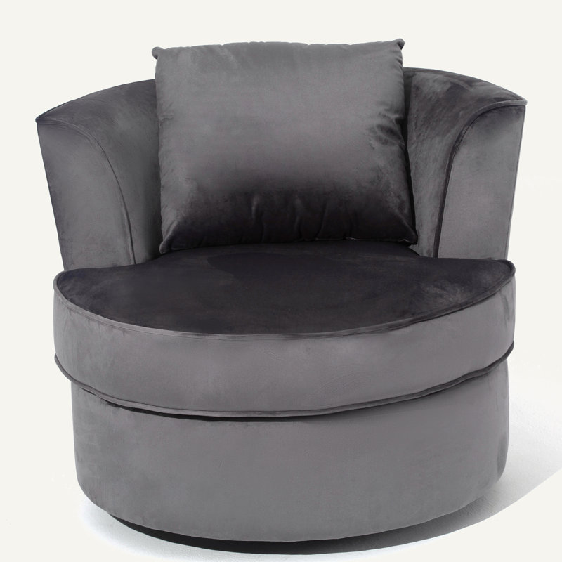 32" Wide Swivel Barrel Chair Modern Accent Chair Living Room Sofa Chair Single Sofa, Velvet Gray