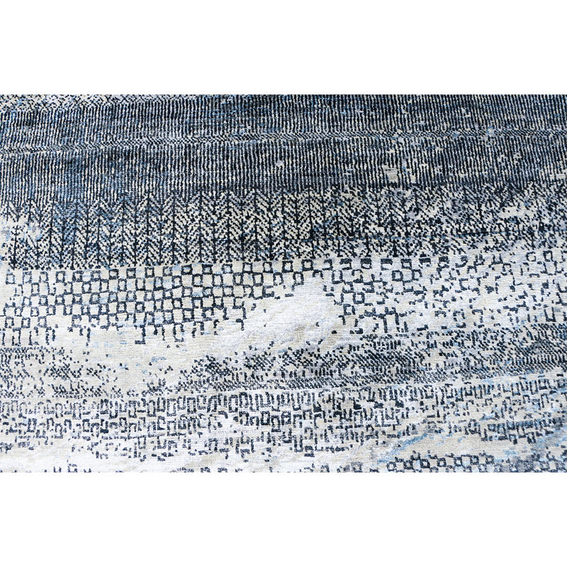 Tapis gris et multicolore noué à la main de haute qualité, Rectangle 9 pi x 12 pi