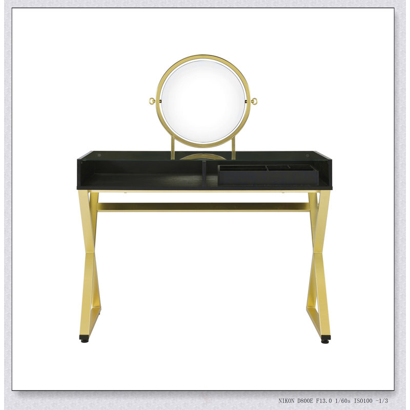 Bureau de meuble-lavabo avec miroir et plateau à bijoux Coleen