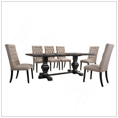 Morland Vintage Black Finish 7 Pcs Dining Room Set by One Allium Way