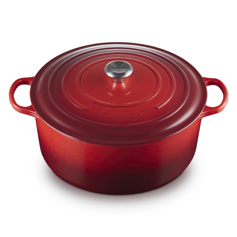 Le Creuset Signature Enameled Cast Iron Round Dutch Oven with Lid, 9 quarts, Cerise