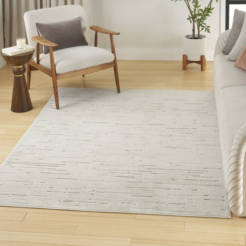 Ebern Designs Prasun Beige Modern Indoor Rug, Rectangle 3'11" x 5'11"