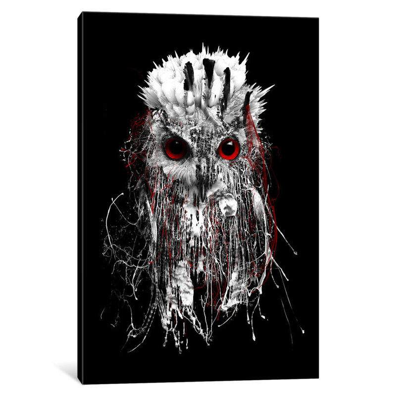 « red-avec hibou », impression sur toile, H 60 po x l 40po x P 1,5 po, Toile tendue, Pas de tapis