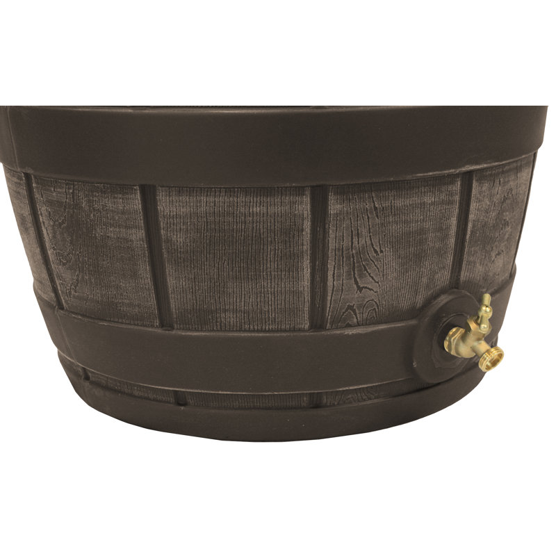Oak 50-Gallon Plastic Rain Barrel with Brass Spigot