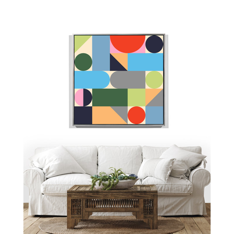 Geometric Figures 2 Print, Silver Floater Framed, 51" H x 51" W