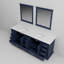 Meuble-lavabo double bleu marine l 84 po x P 22 po, comptoir en quartz blanc et miroirs de 34 po-133260650