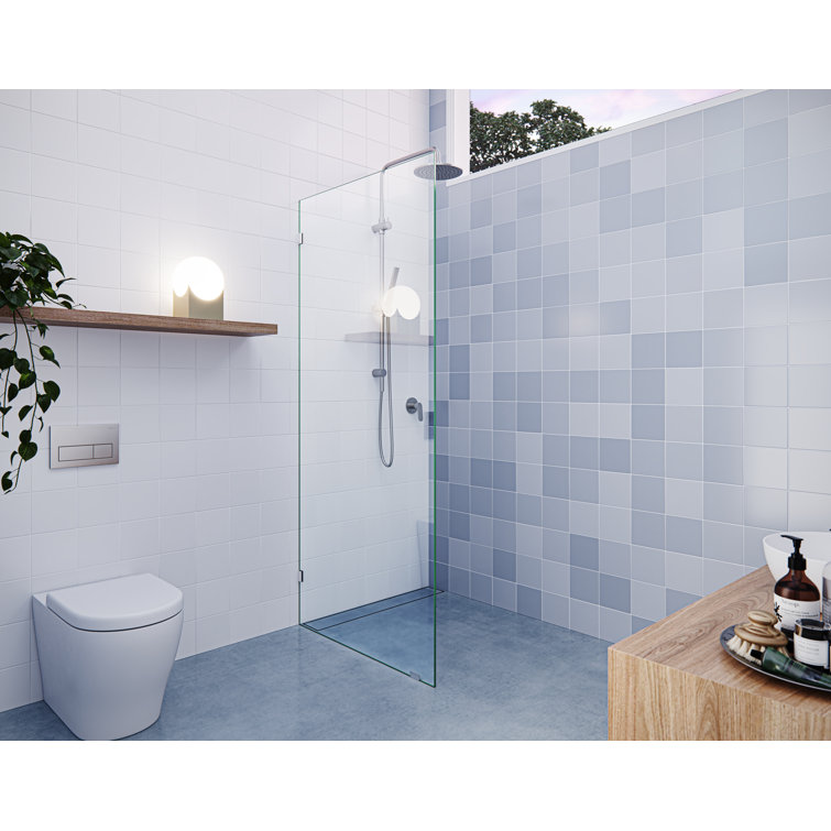 Vela 33.5 in. x 78 in. Fully Frameless Single Fixed Shower Panel