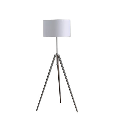 64-47-inch Mid-Century Adjustable Tripod Chrome/Silver Metal Floor Lamp