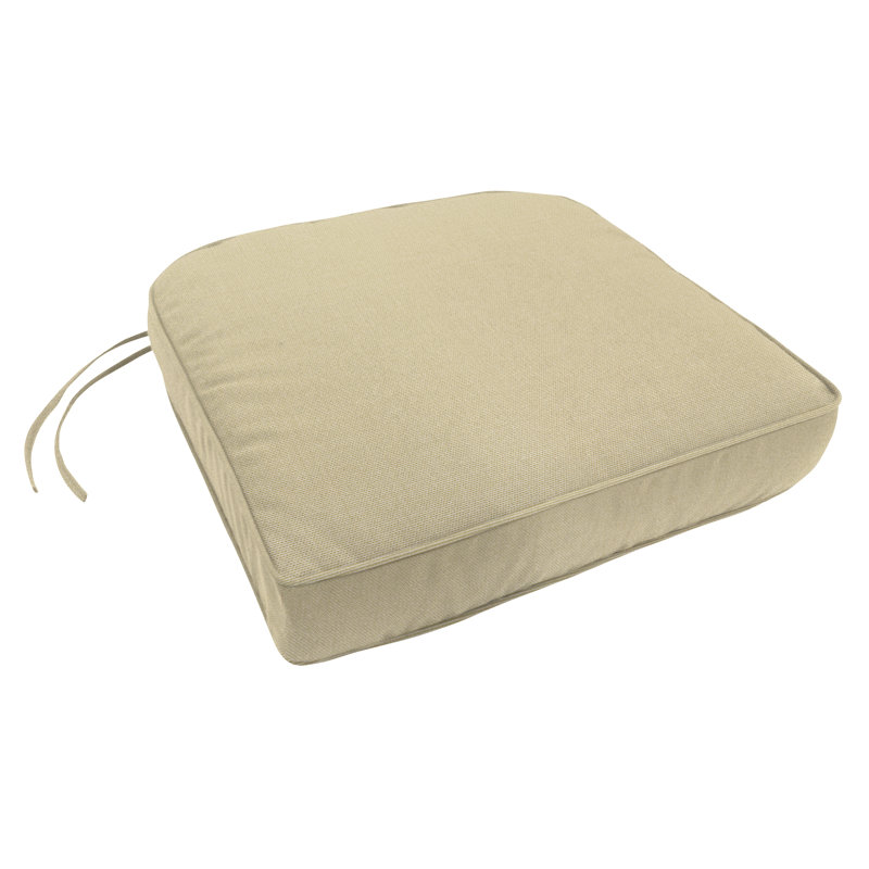 Encinitas Sunbrella Outdoor 3.5'' Dining Chair Seat Cushion, Antique Beige Sunbrella® Canvas, 3.5" H x 19" W x 17" D