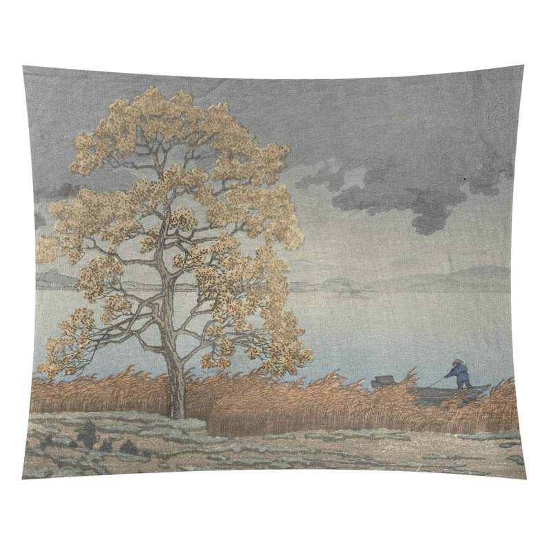 Magallanes Rain Over the Shore Wall Tapestry, 27.5" H x 37.5" W, White