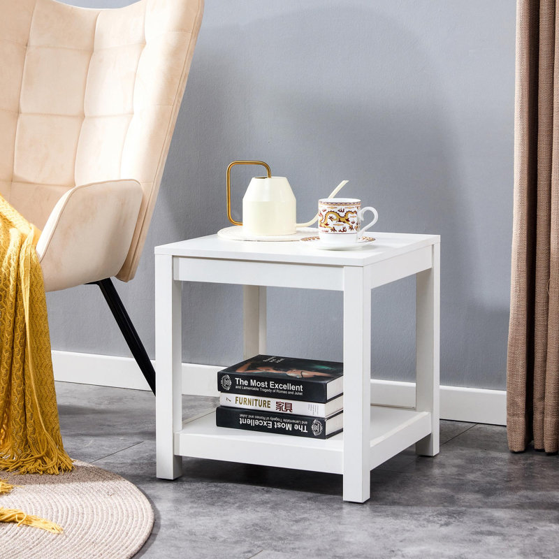 Table de chevet en bois, Blanc