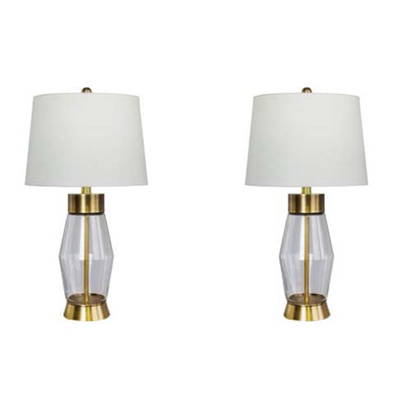 Ensemble de lampes de table 26 po Riverdale, Laiton antique, Beige