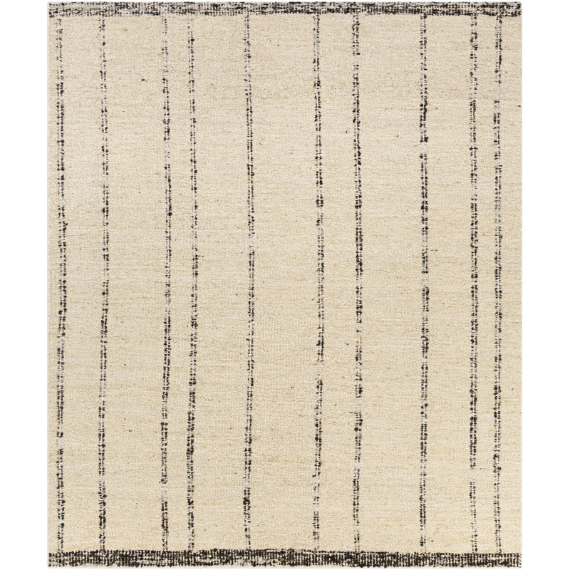 Alexuss Mae Striped Handmade Flatweave Brown/Cream Area Rug, Rectangle 6' x 9'