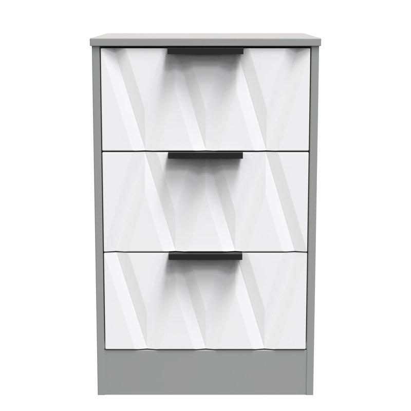 Las Vegas 45cm W Manufactured Wood Bedside Table, White Matt/Dusk Grey