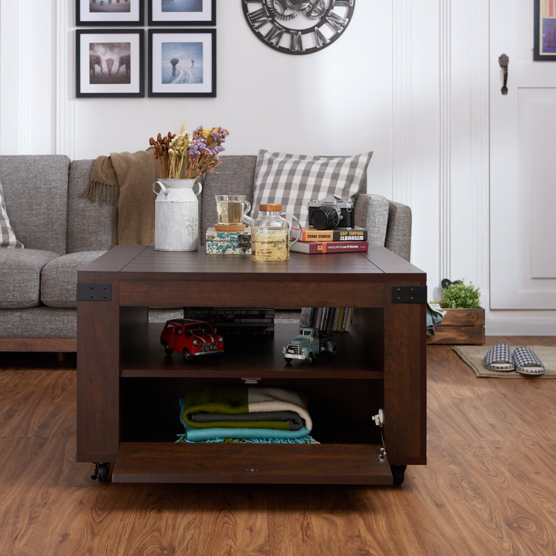 Wheel Coffee Table with Storage