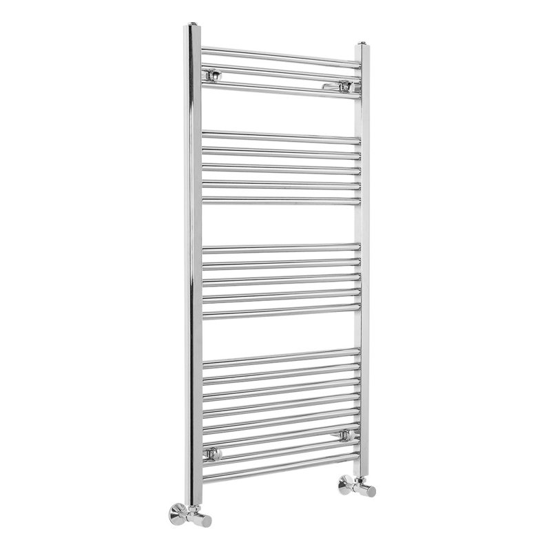 Piazza Straight Towel Rail Heated Towel Rails, 115cm H x 60cm W x 3cm D, Chrome