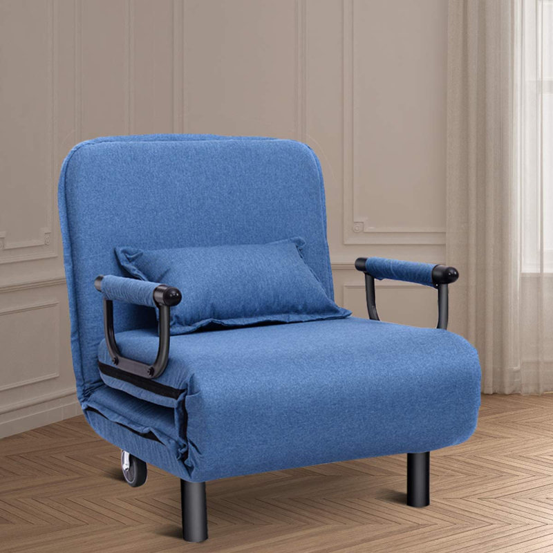 Deiontae Twin 190cm Upholstered Convertible Sofa, Blue
