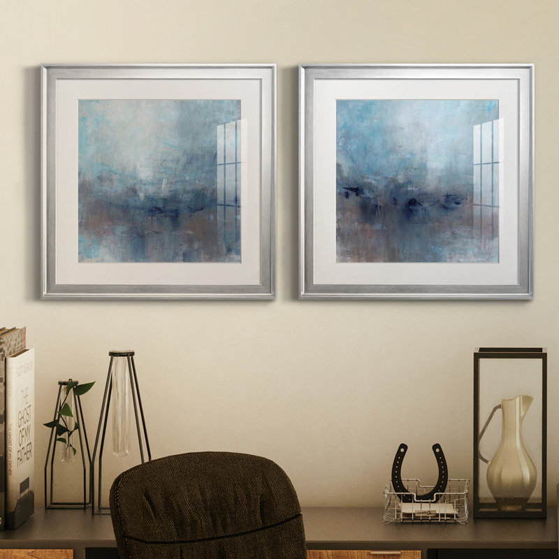 Abstrait cinétique I - Art abstrait moderne, encadré sous verre, lot de 2, décoration murale moderne pour salon, Blanc