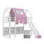 Charmant lit mezzanine en bois avec cadre en forme de maison et auvent de style tente-60575937-60575949