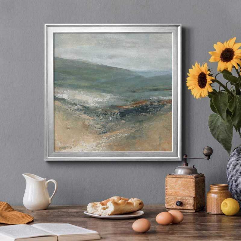 Rolling Seaside II - Peinture sur toile encadrée, Argent, H 30,5 po x l 30,5 po x P 1,5 po