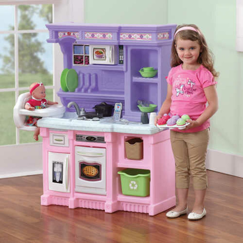 Pink and Purple Deluxe Kids Play Kitchen Set with Accessories