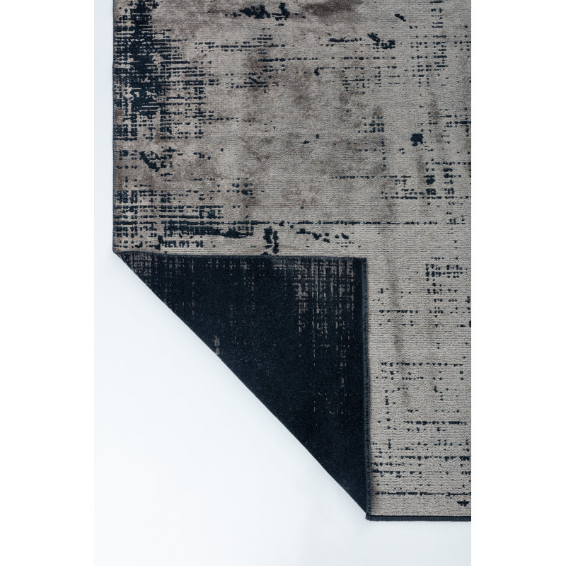 Rapture Gray/Black Abstract Luxury Area Rug, Rectangle 7'10" x 9'10"
