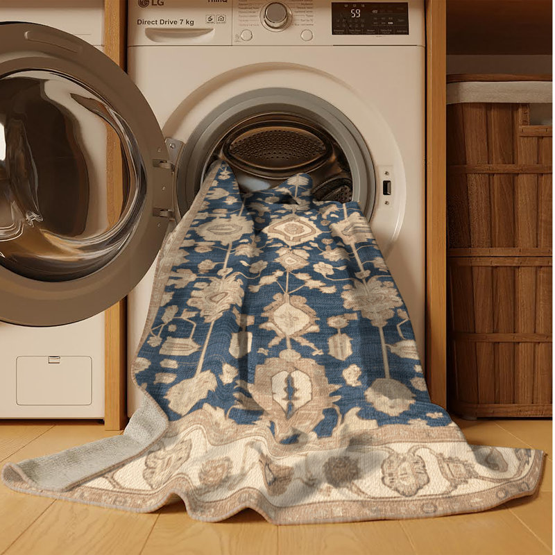 Tapis brun lavable à la machine, Carré 5 pi
