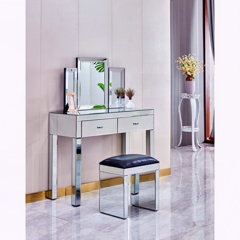 Miroir de coiffeuse pliable en forme de montagne, miroir rectangulaire encadré en MDF pour la maison et le bureau