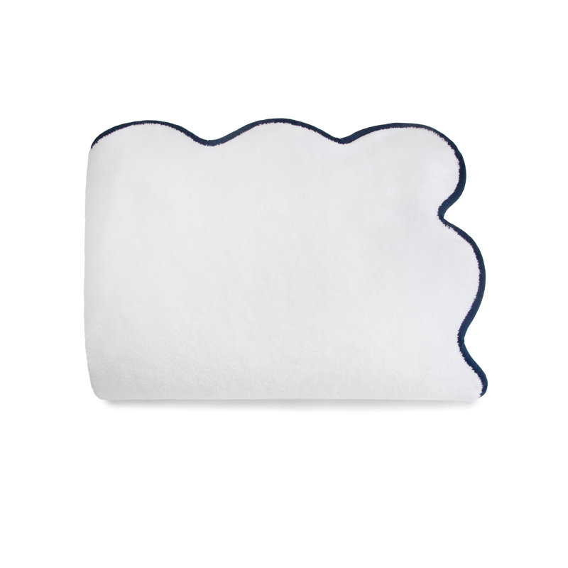 Scalloped Hand Towel, White/Navy, Hand Towel