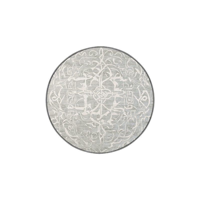 Machine Washable Gray Area Rug, Round 6'