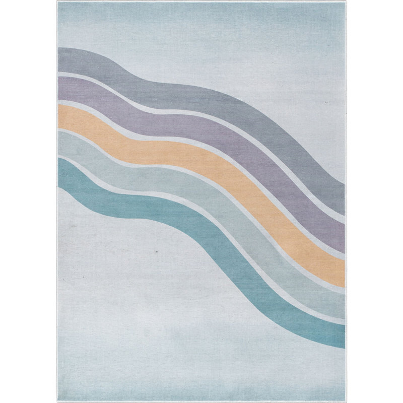 Tapis arc-en-ciel moderne Asusena, Rectangle 3 pi 3 po x 5 pi, Arc-en-ciel
