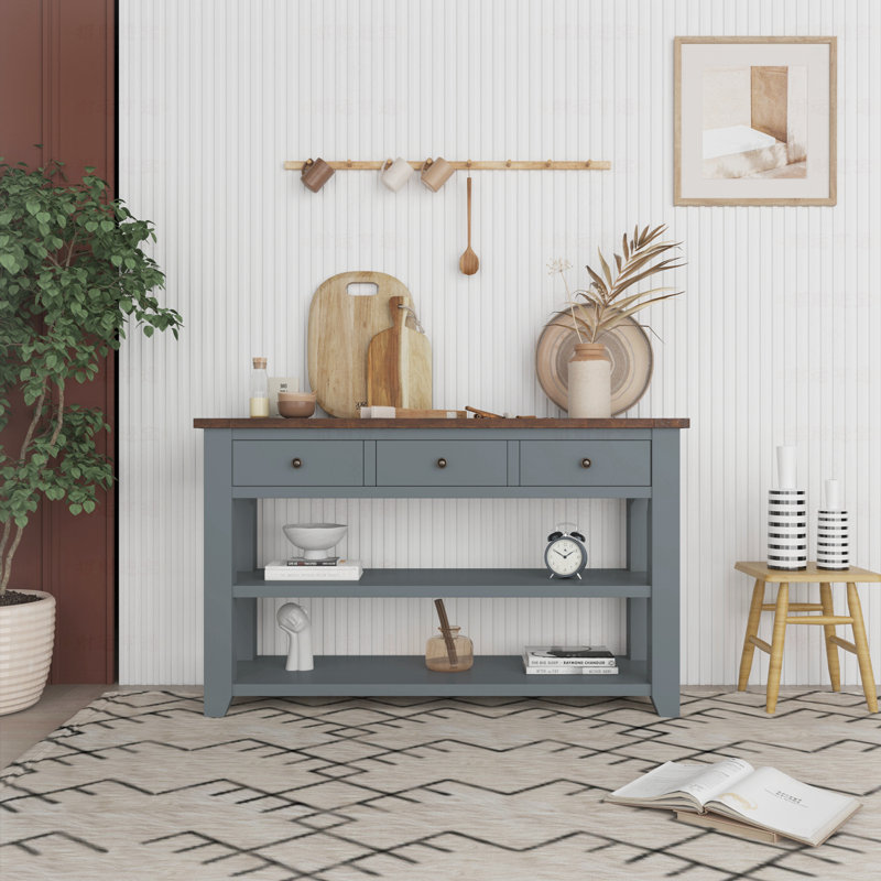 Emer 48.82'' Console Table, Gray, Brown