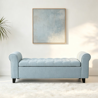Upholstered Filp-Top Storage Bench for Bedroom Blue 50"W×19.5“×20.5