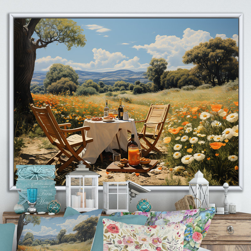 Joyeux rassemblement de pique-niques pour deux - pique-nique, art mural, impressions sur toile, H 30 po x l 40 po x P 1,5 po