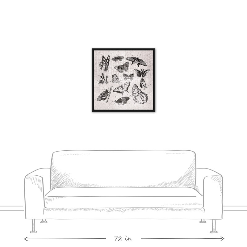 «Grayscale Butterflies», reproduction sur toile, L 25,75 po x H 25,75 po