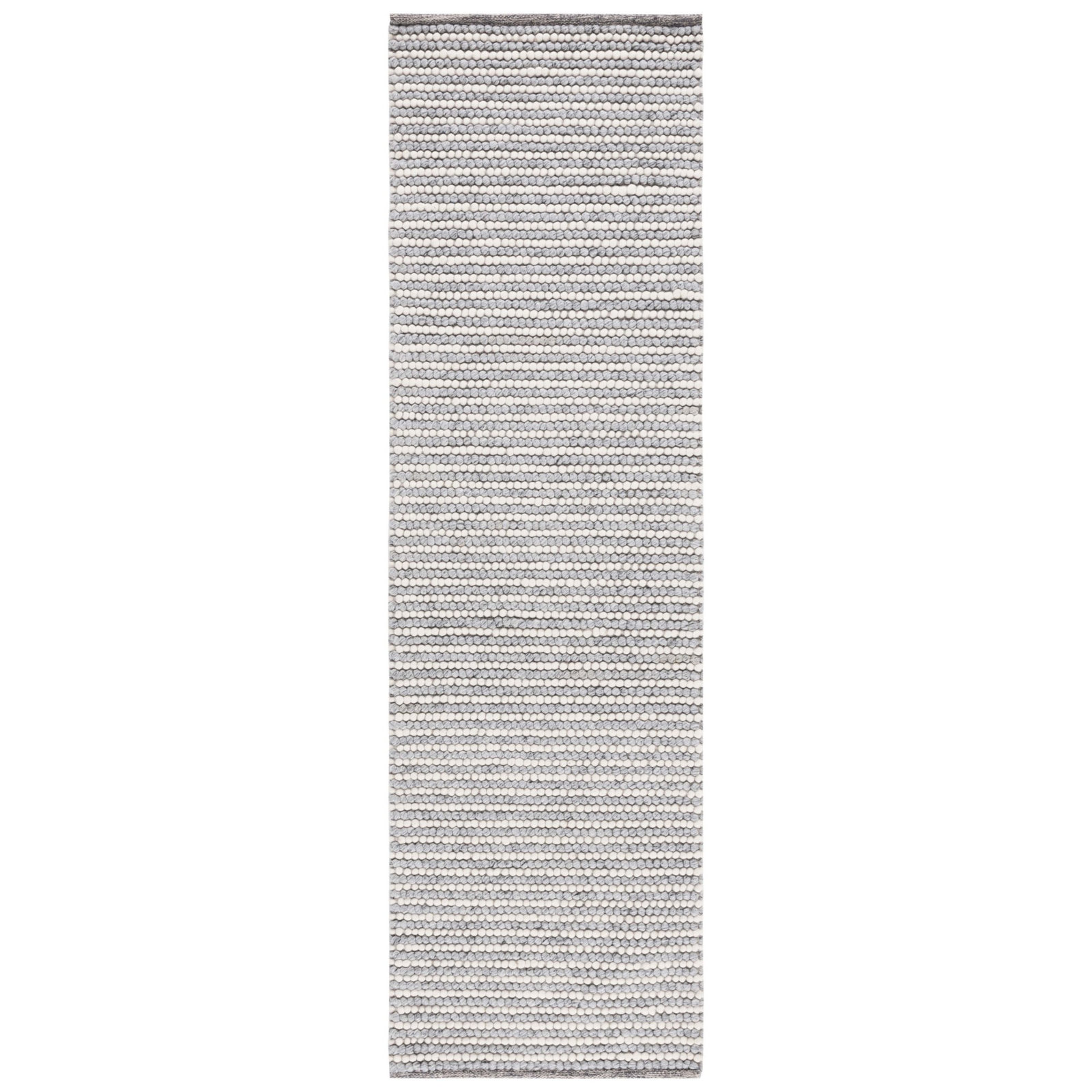 Cleodora Ivory Gray Hand-Woven Striped Rug, Runner 2'3" x 9'