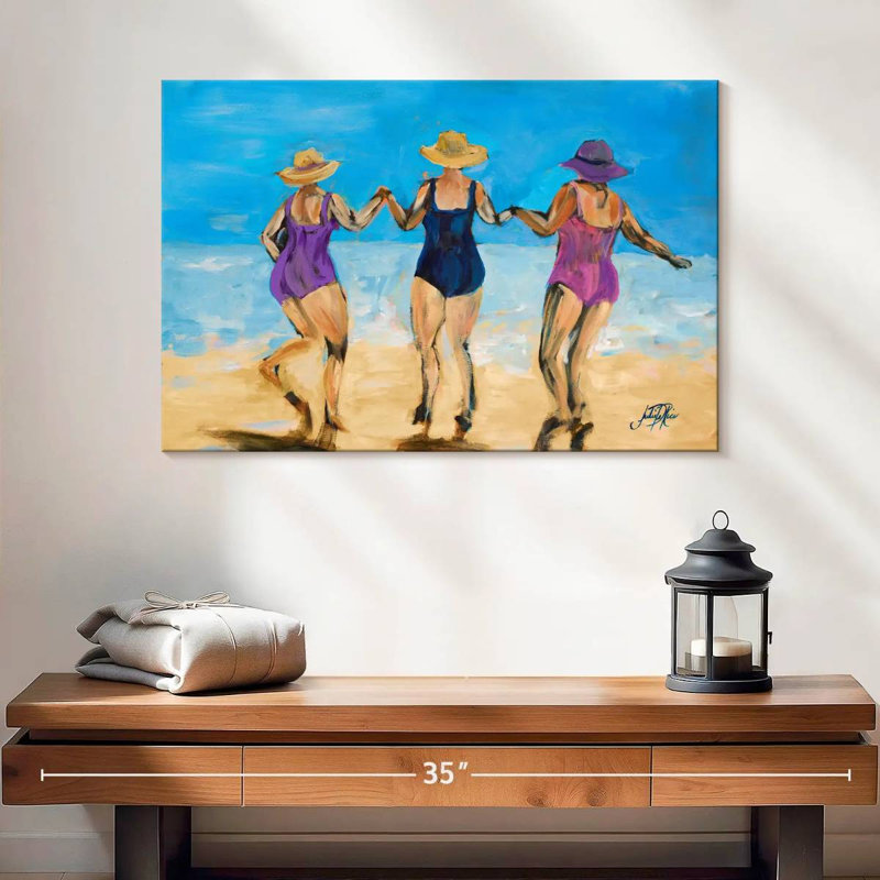 Mesdames Leisha sur la plage II, H 16 po x l 24 po