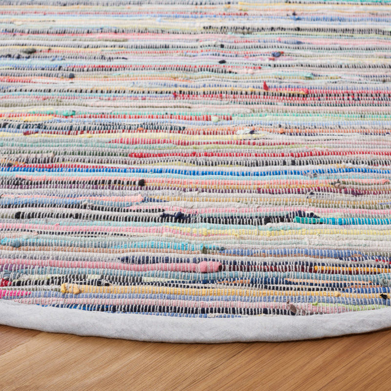 Mireia Rug Hand Woven Cotton Striped Rug, Square 4'