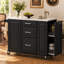 Îlot de cuisine Kavrell 50,7 po avec abattant, chariot de cuisine roulant avec armoire à poubelle inclinable, organisateur coulissant à 2 niveaux, 2 tiroirs, armoire de rangement et roues verrouillables-703975098