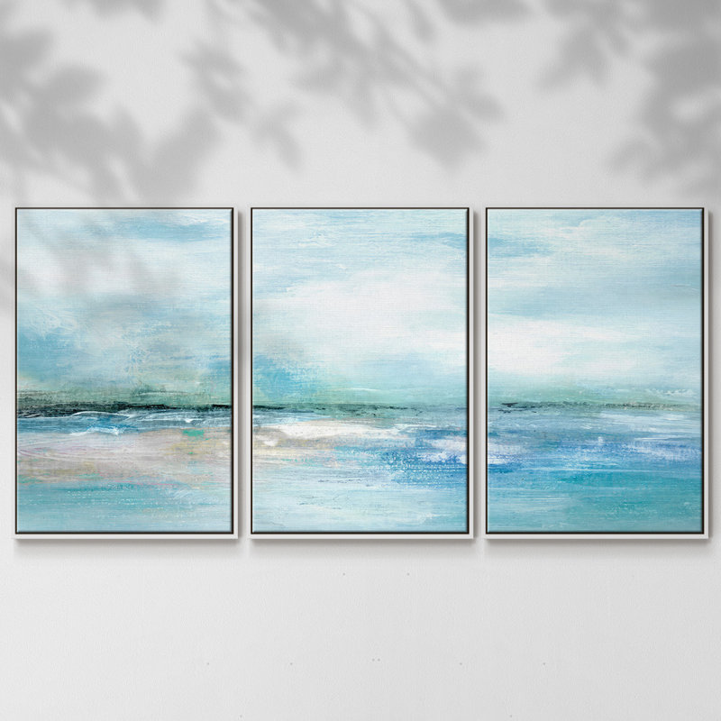 " Silhouette Sunset " 3 - Pieces, 24" H x 48" W x 2" D, White