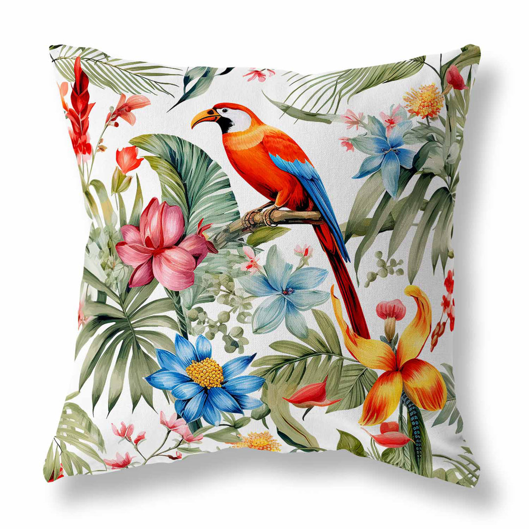 Leafy Lyricist Indoor / Outdoor Floral Square Cushion With Filling