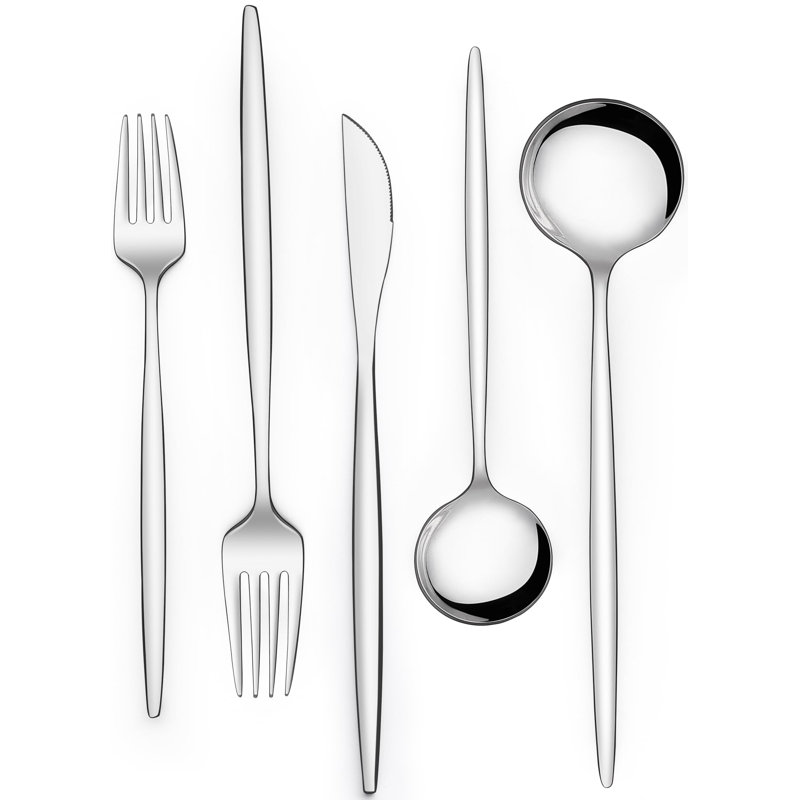 Ensemble de couverts 30 pièces en acier inoxydable - Moderne, résistant à la rouille, parfait pour le camping et les repas au quotidien