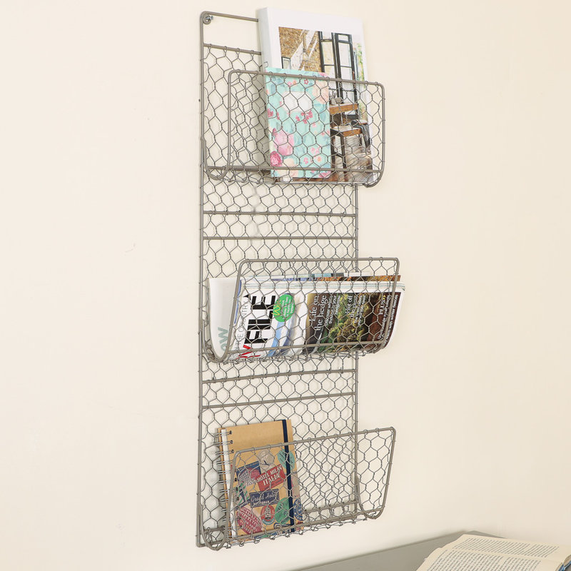 Metal Free Standing Magazine Rack, Grey