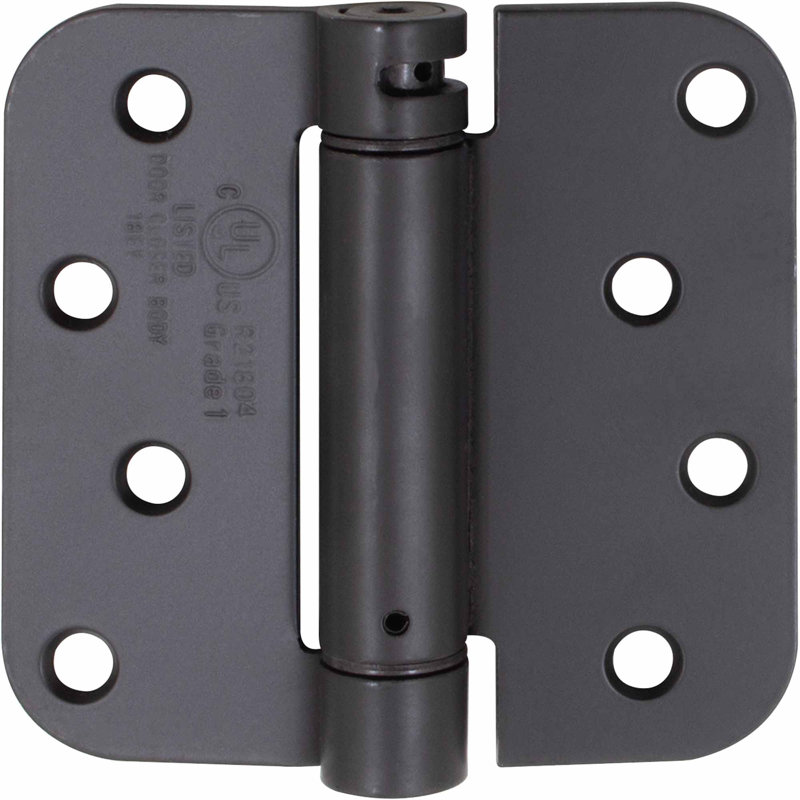 Charnière de porte simple à ressort H 4 po x l 4 po, Noir mat