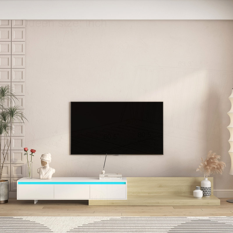 Meuble télé moderne avec lumières DEL, White