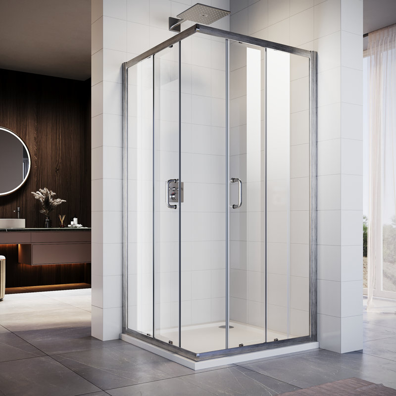 34"D x 34"W x 72"H Framed Square Corner Shower Enclosure with 1/4" Tempered Glass, Brush Nickel