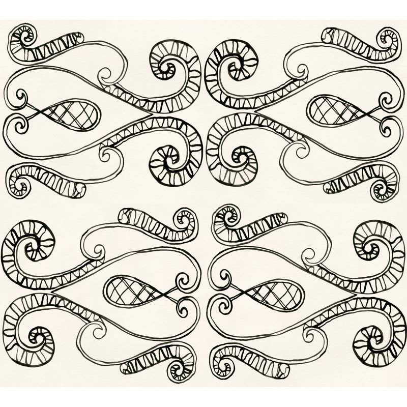 Susan Hable Damask Wallpaper by Susan Hable, Cream/Black