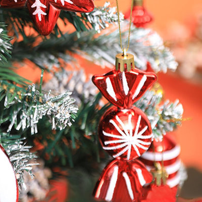 Christmas Ball Special Decorative Small Pendant Plastic Electroplating Painted Red Candy Hex Star
