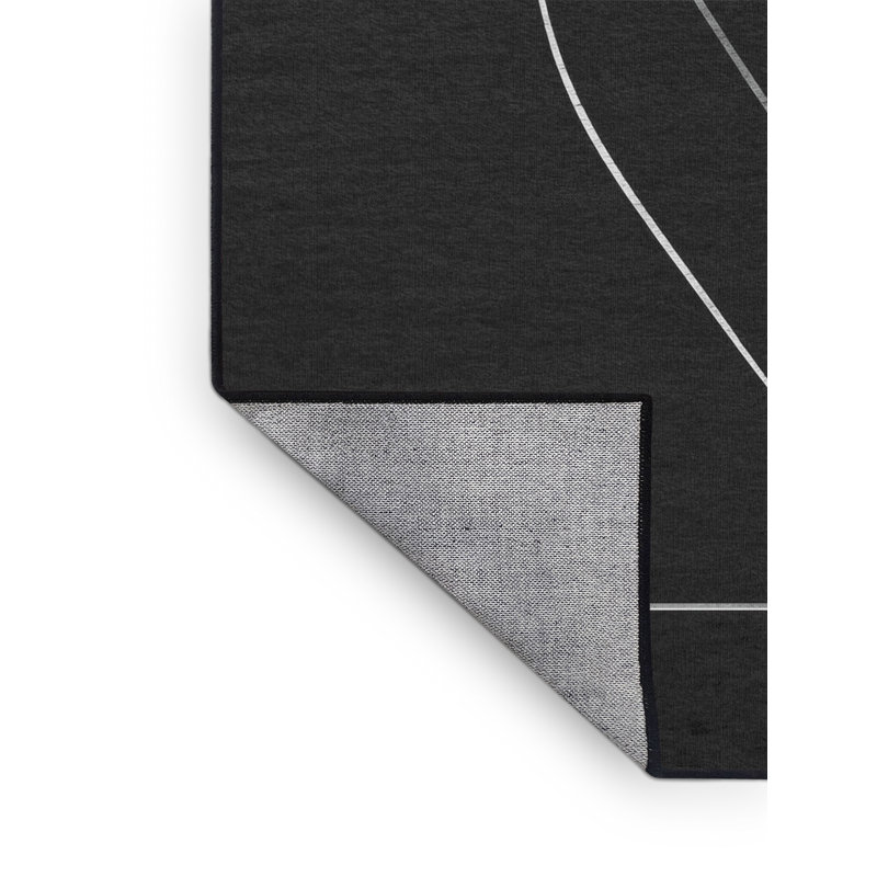 Machine Washable Hambrook Basketball Three Point Shot Minimalist Solid Color Rug in Gray – Black Binding, 5x8