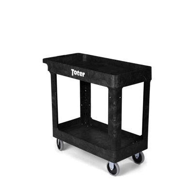 Material Handling Utility Cart With Lipped Top And Straight Handle 32.3" - Black